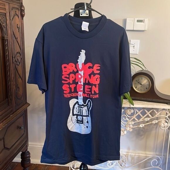 Bruce Springsteen‎ Wrecking Ball Tour 2012 Short Sleeve Crewneck T-shirt Navy L - Picture 1 of 4